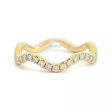 Wavy Zigzag Diamond Band Ring 14K Yellow Gold, Si… - image 1