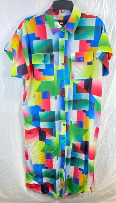 Le Superbe Multicolor Colorblock Midi Shirt Dress… - image 1