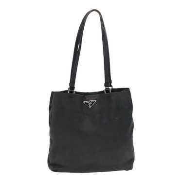 Prada Triangle Logo Black Synthetic Shoulder Bag (