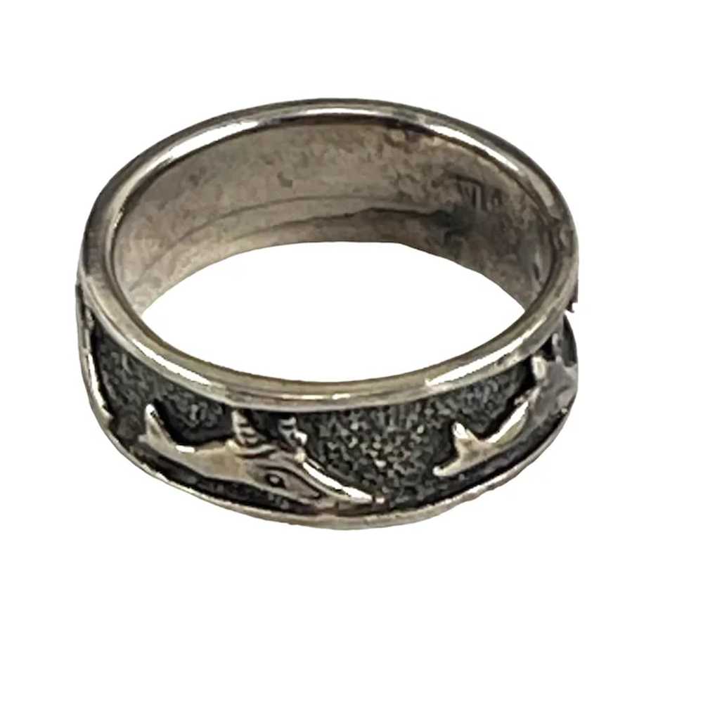 Sterling Silver Dolphin or Dog Themed Band Ring F… - image 4