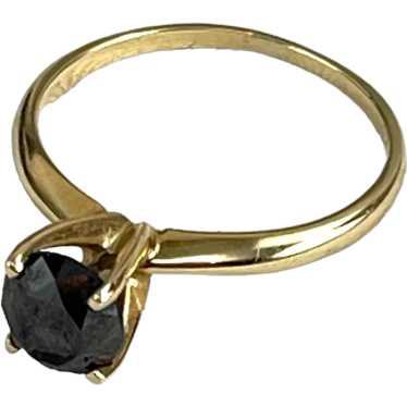 14K Gold Brown Black Diamond Solitaire Engagement 