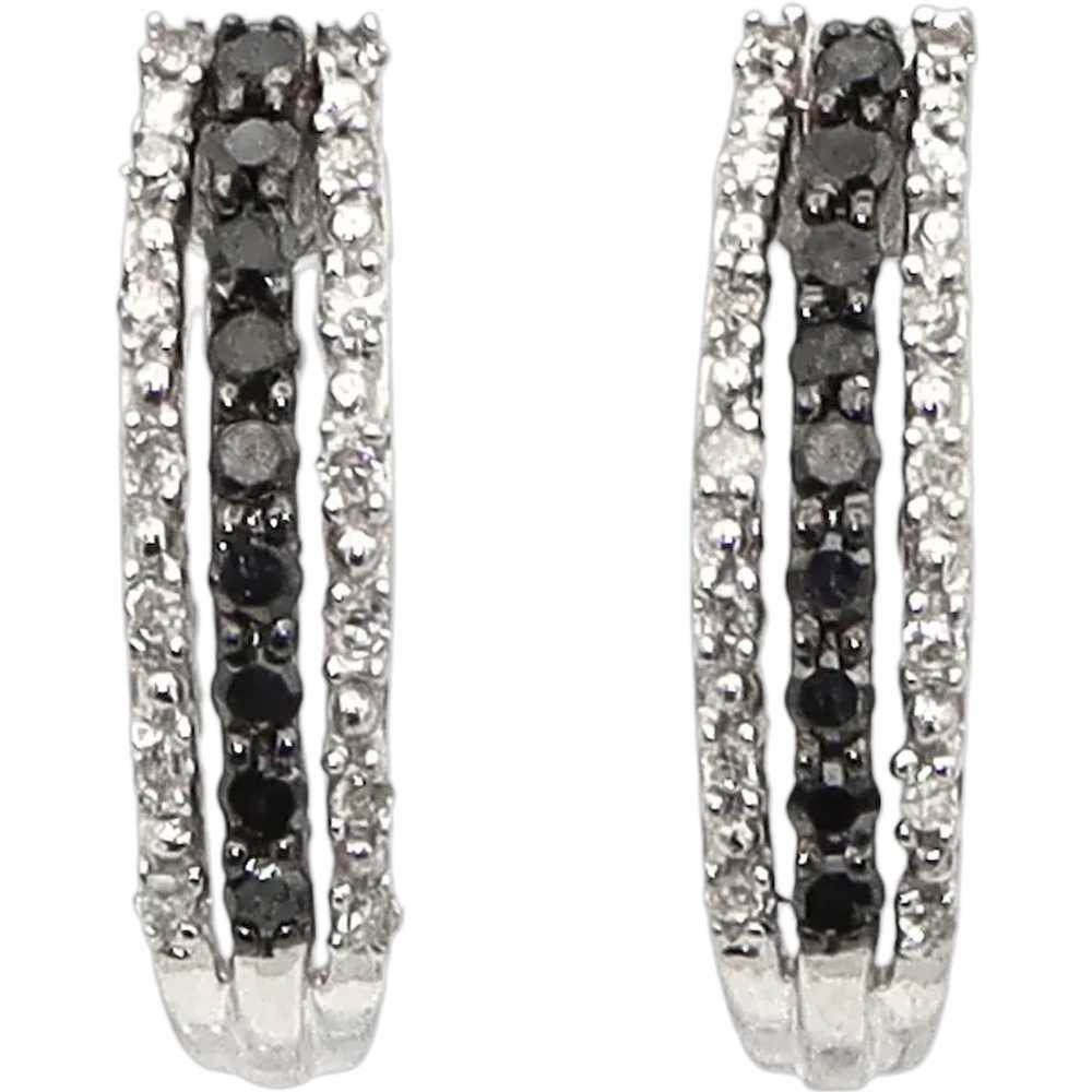 14K White Gold 1/3 CTTW Black & White Diamonds Tr… - image 1