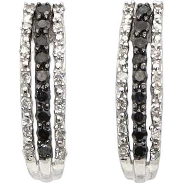 14K White Gold 1/3 CTTW Black & White Diamonds Tr… - image 1