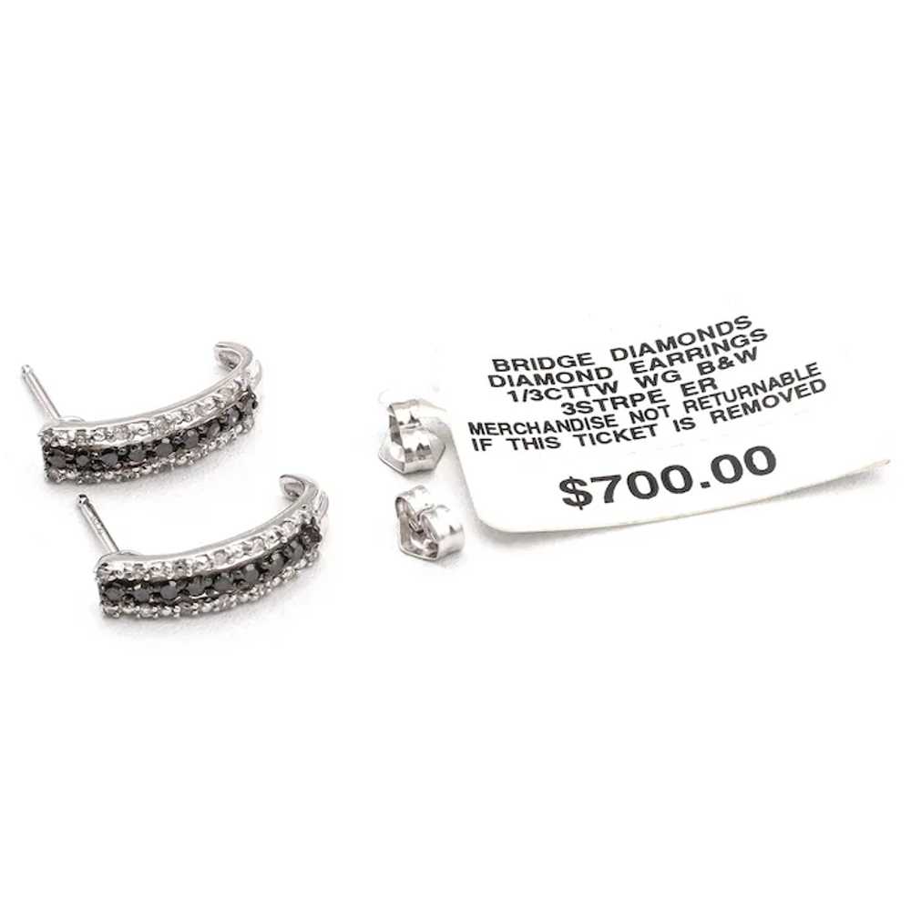 14K White Gold 1/3 CTTW Black & White Diamonds Tr… - image 3