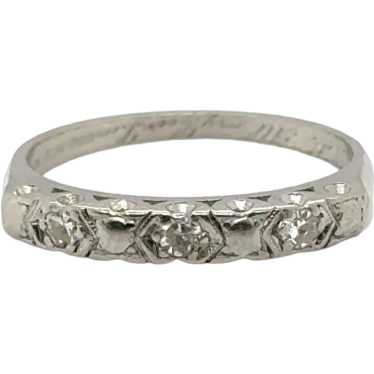 Art Deco Mined Diamond Wedding Band Genuine 1930s… - image 1