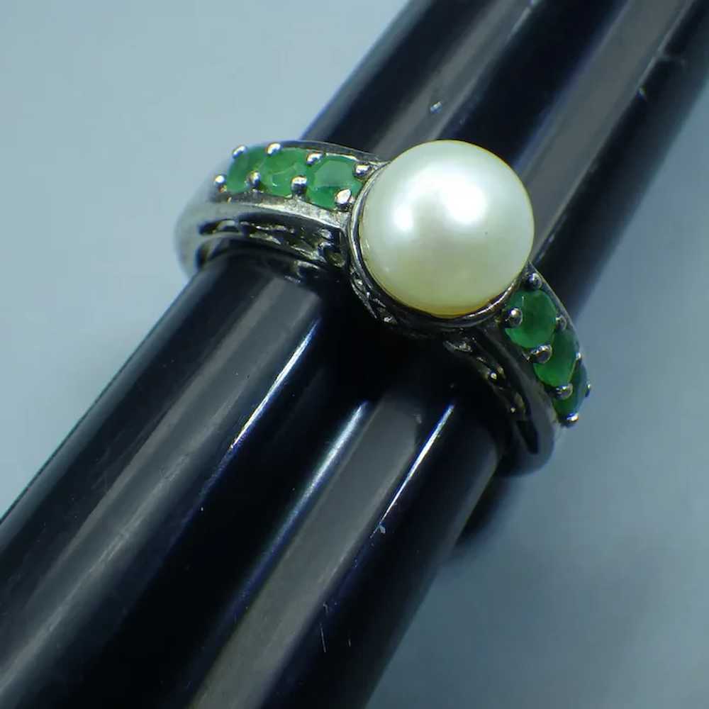 Vintage Silpada Emerald and Pearl Centerpiece Rin… - image 2