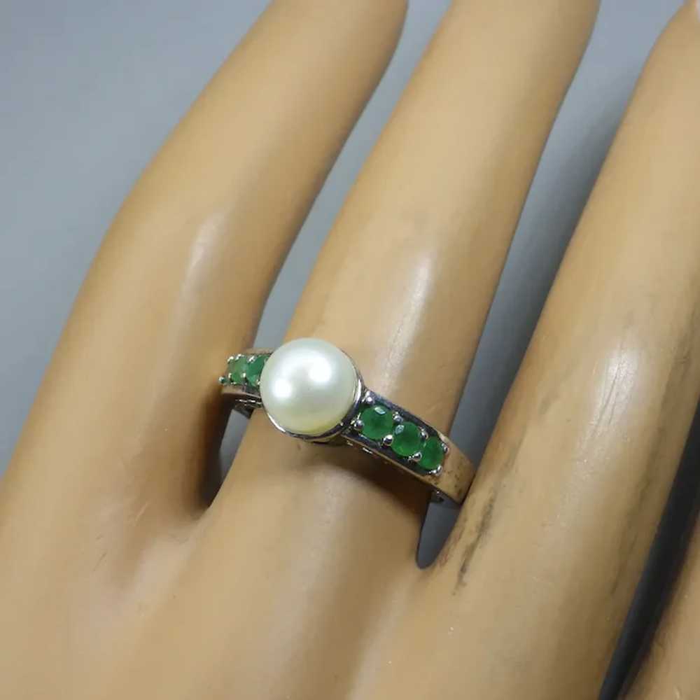 Vintage Silpada Emerald and Pearl Centerpiece Rin… - image 3