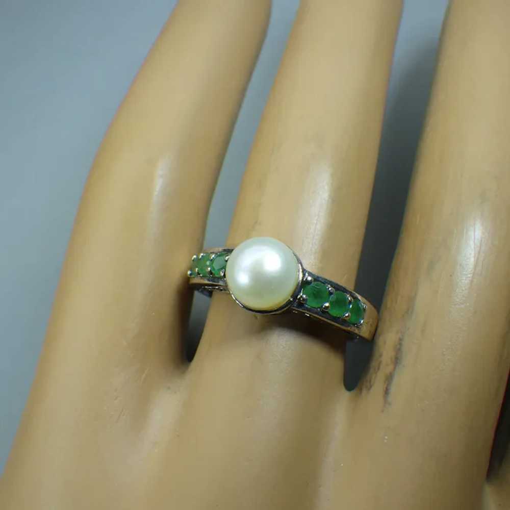 Vintage Silpada Emerald and Pearl Centerpiece Rin… - image 5