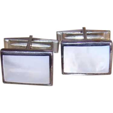 Sterling Silver White Mother of Pearl Cufflinks Cu