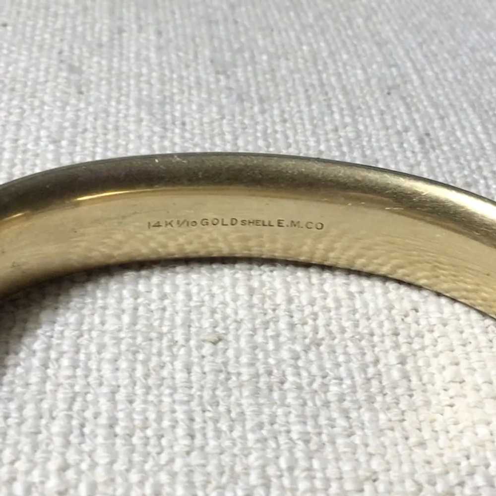 Victorian 14K Gold Shell Bangle Bracelet - image 6