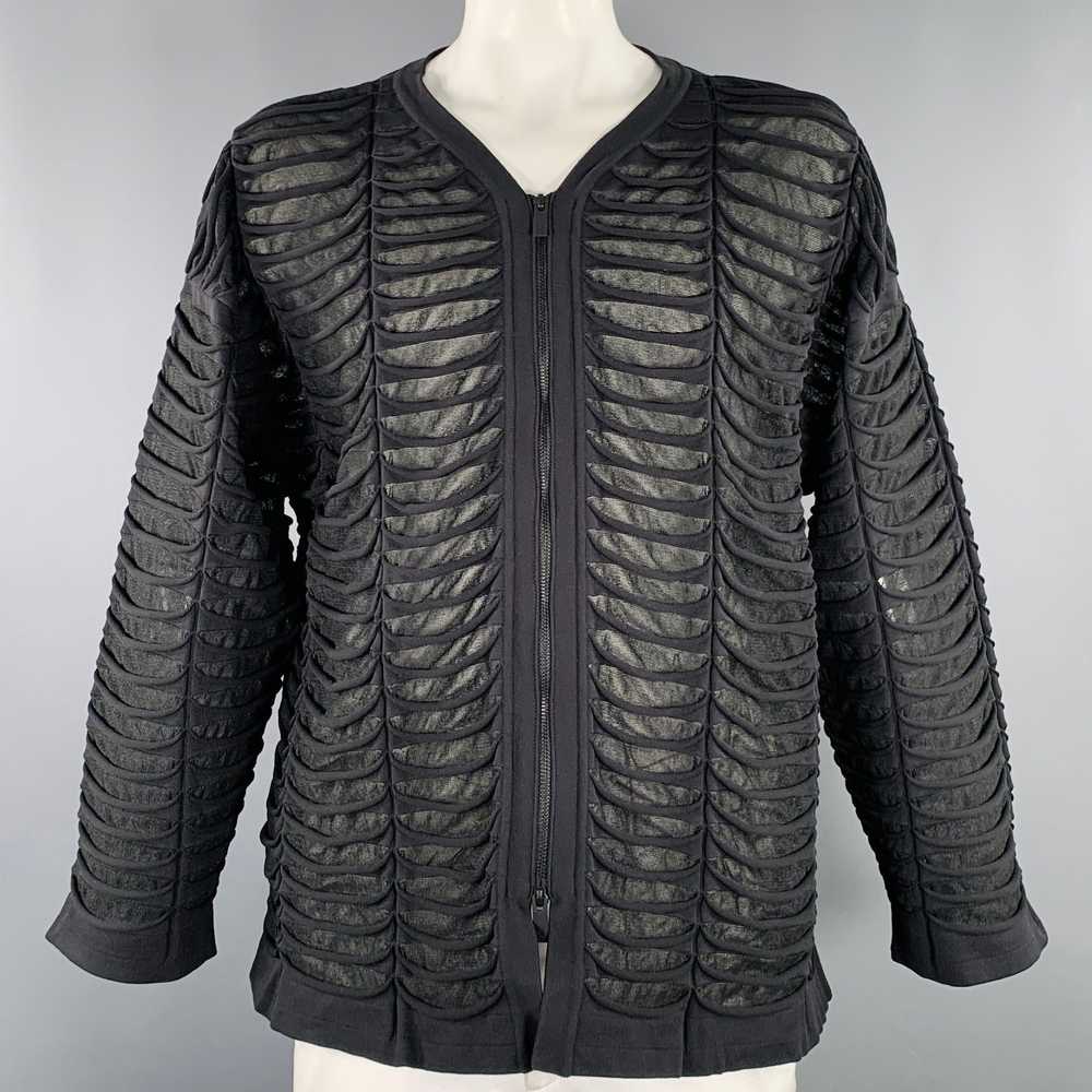 Other Black Textured Polyester Blend Zip Up Jacket - image 1