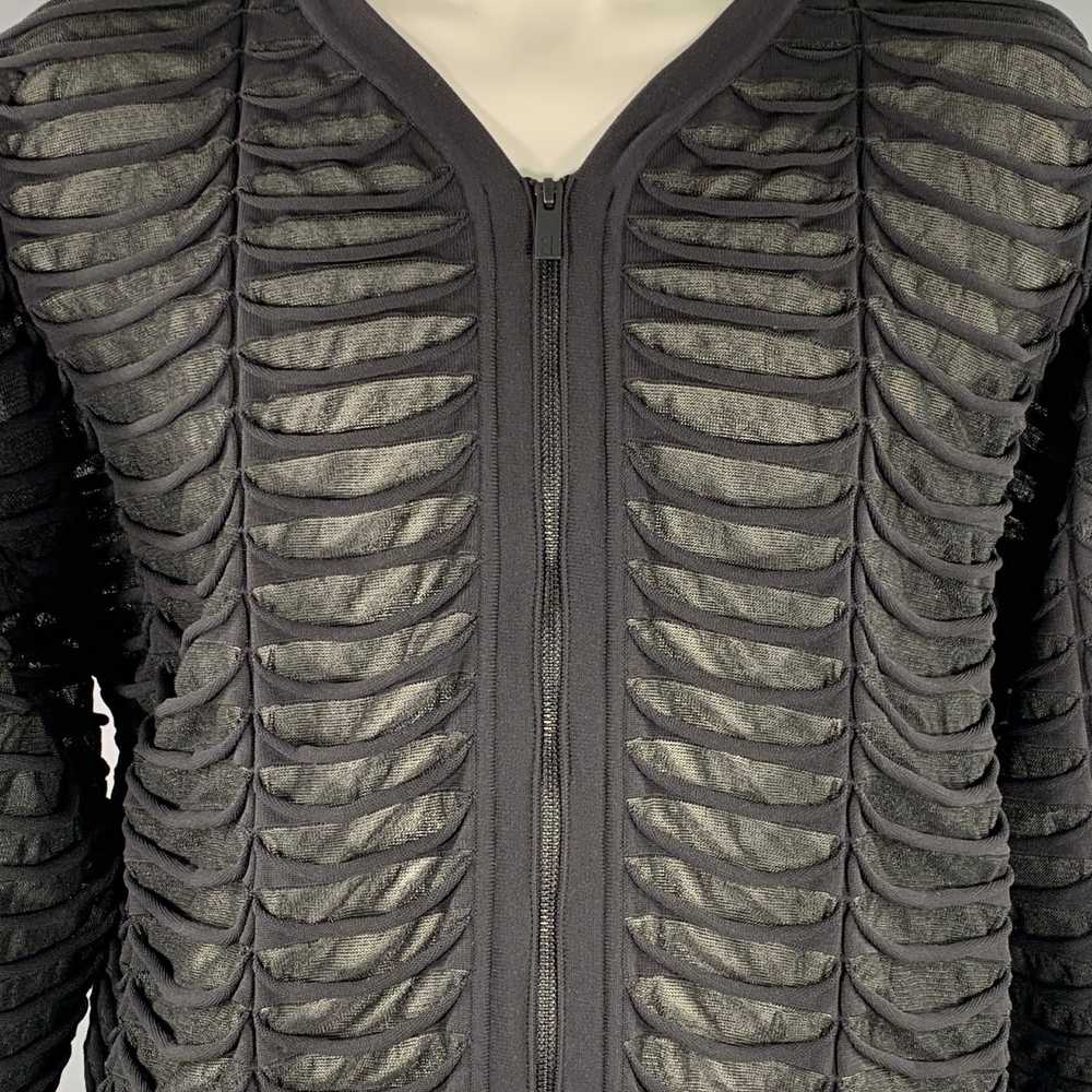 Other Black Textured Polyester Blend Zip Up Jacket - image 2