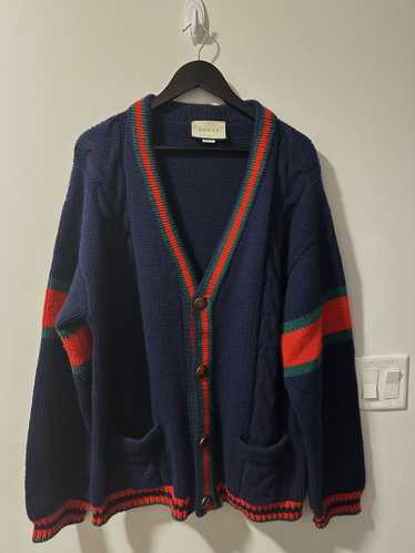 Gucci Gucci Navy Cable Knit Oversized Cardigan Swe