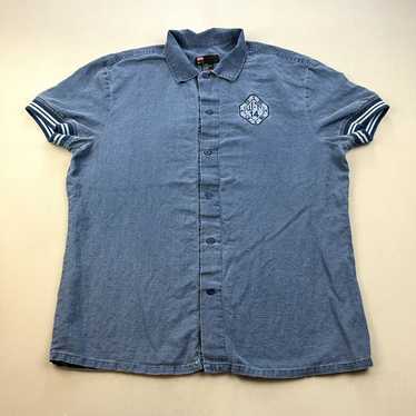 Diesel Diesel Shirt Button Up Large Blue Linen Pa… - image 1