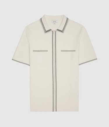 Reiss Tripper Ecru Tipped Zip Through Polo