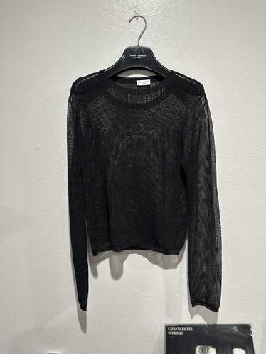 Saint Laurent Paris Metallic Sheer Mesh Knit Long… - image 1