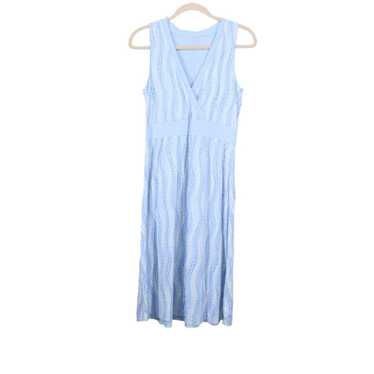 L.L. Bean LL Bean Sleeveless Jersey Dress Blue Wh… - image 1