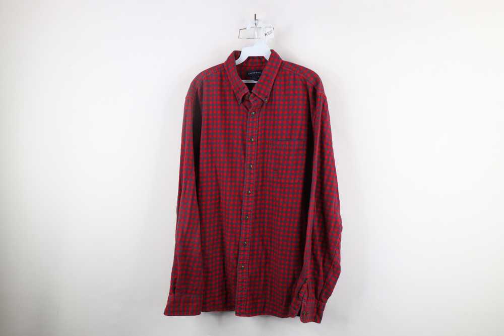 Lands End × Vintage Lands End Flannel Collared Bu… - image 1