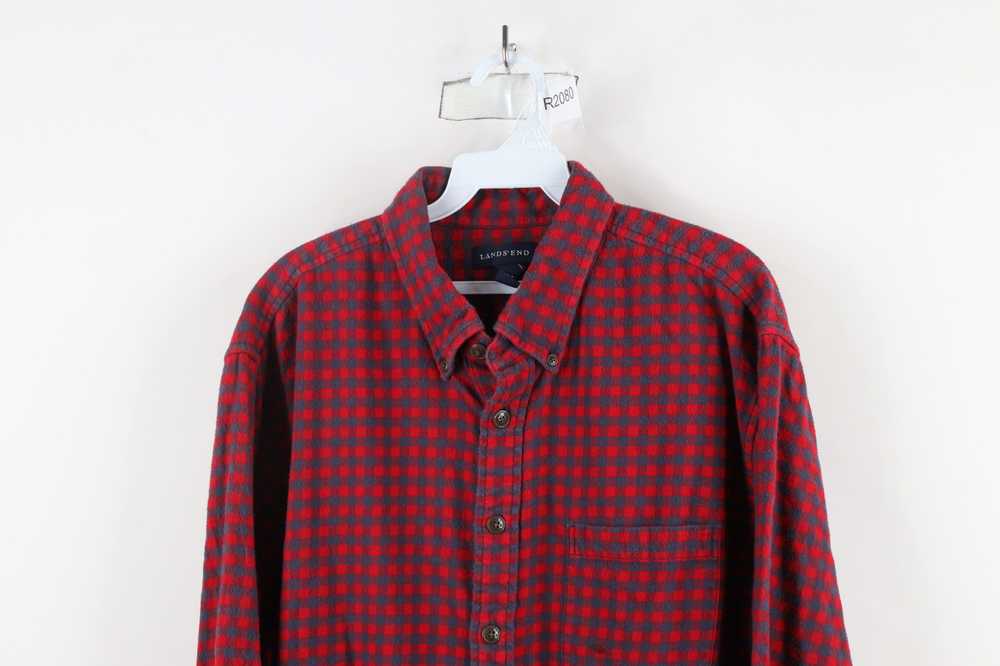 Lands End × Vintage Lands End Flannel Collared Bu… - image 2