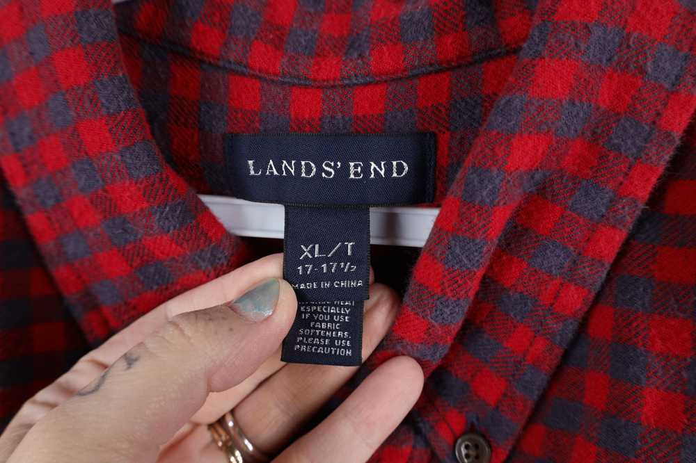 Lands End × Vintage Lands End Flannel Collared Bu… - image 7