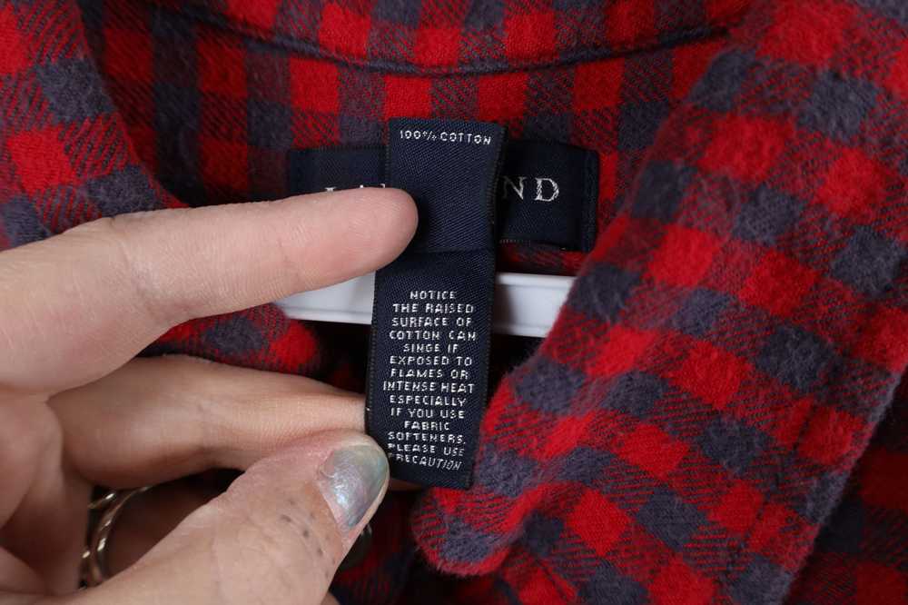 Lands End × Vintage Lands End Flannel Collared Bu… - image 8