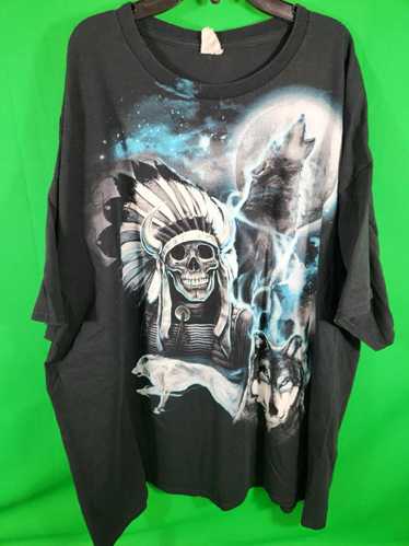 Designer Vintage Skull and Wolf Graphic TShirt Uni