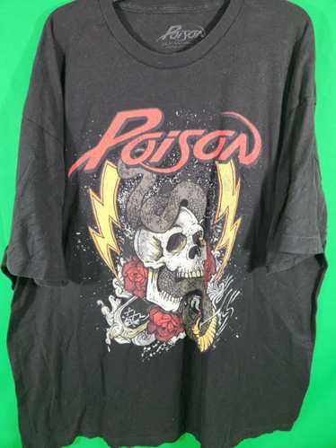 Designer Vintage Poison Band T-Shirt with Skull a… - image 1