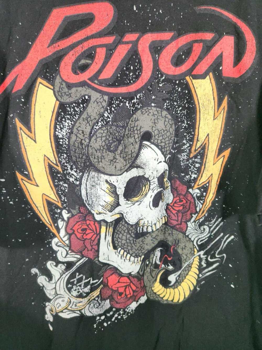 Designer Vintage Poison Band T-Shirt with Skull a… - image 2