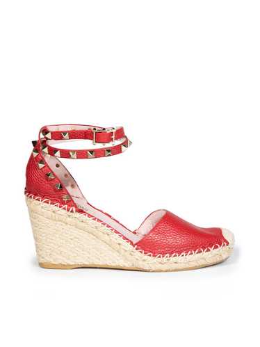 Valentino Garavani Red Leather Rockstud Wedges - image 1