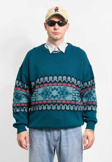 Vintage 90's sweater wool knitted jumper retro men