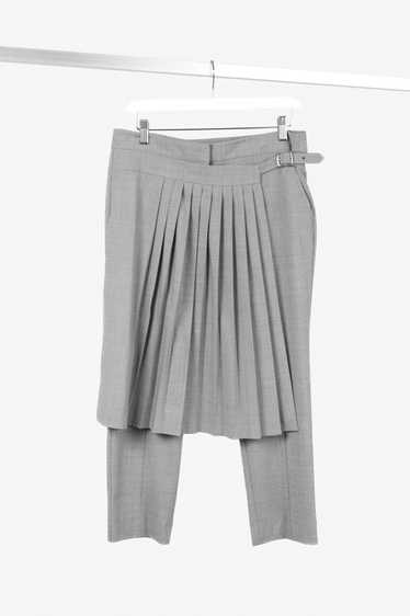 Tibi Tibi Grey Stretch-Wool Layered-Pleated Pants