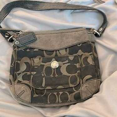 バッグ Coach Optic Signature Bag & Coin Case Coach Gallery Optic Signature Tote Bag Black & silver C