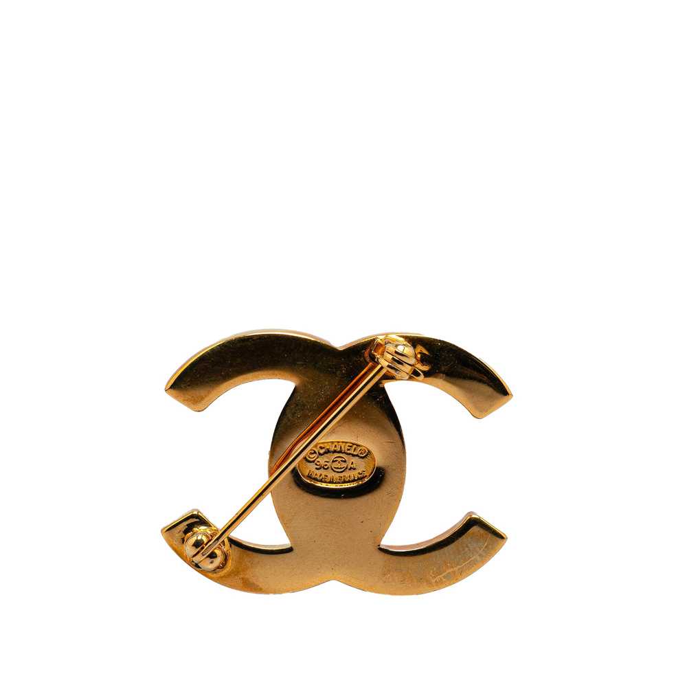 Gold Chanel Gold Plated CC Turn-Lock Brooch - image 2