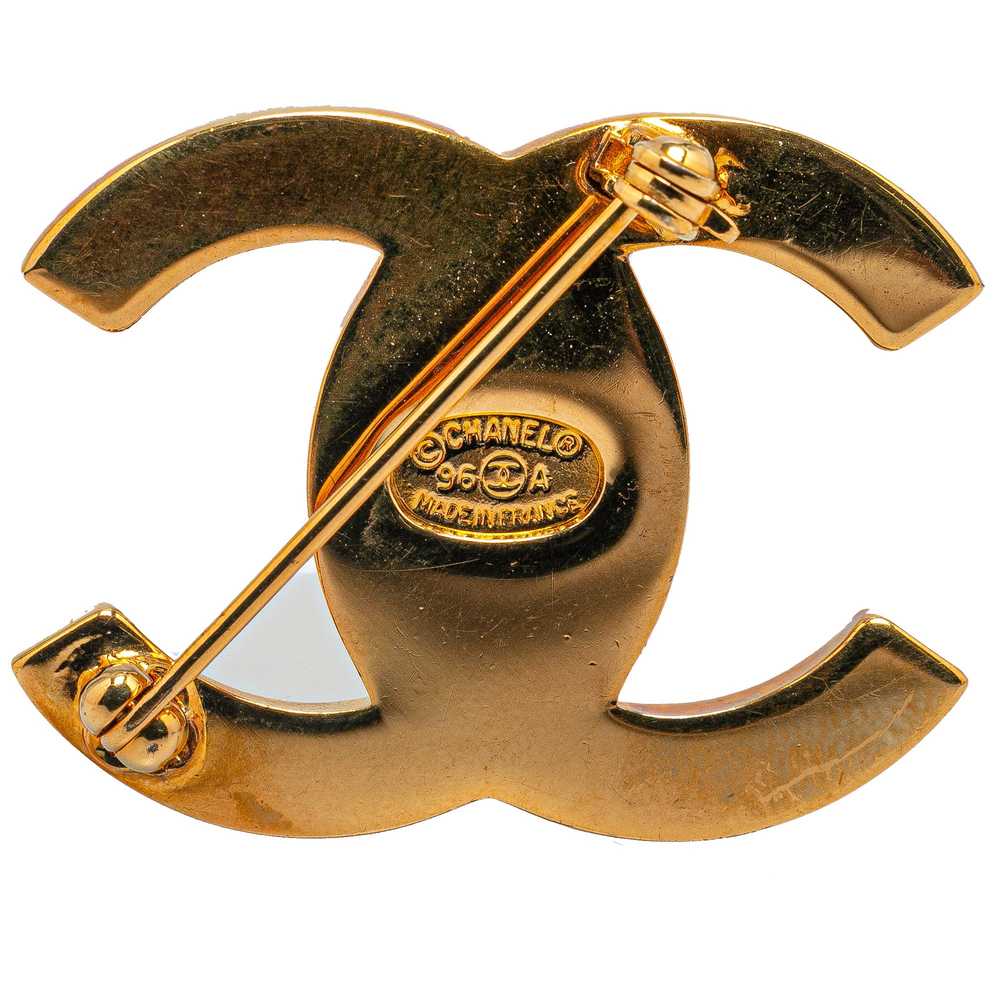 Gold Chanel Gold Plated CC Turn-Lock Brooch - image 3