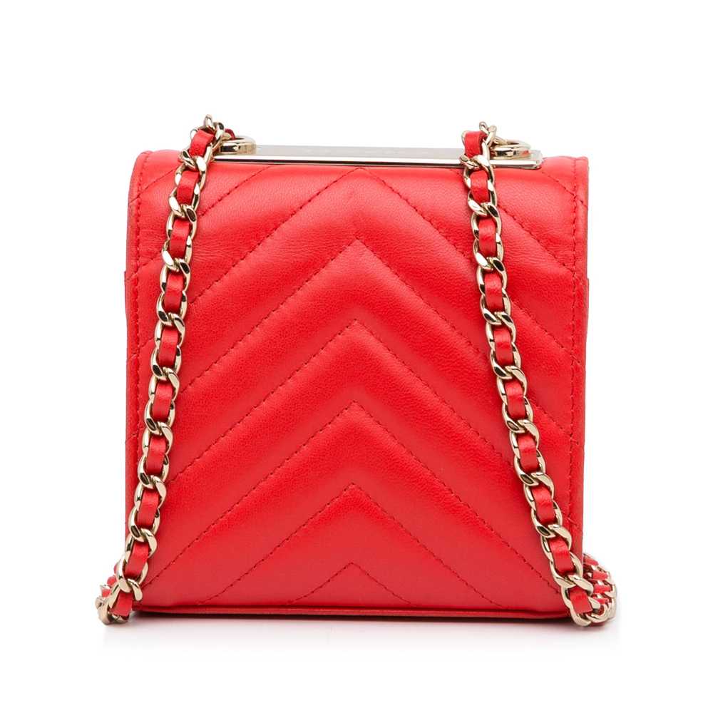 Red Chanel Mini Chevron Quilted Lambskin Trendy C… - image 4