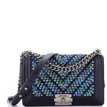 CHANEL Boy Flap Bag Chevron Tweed and Rhinestones… - image 1