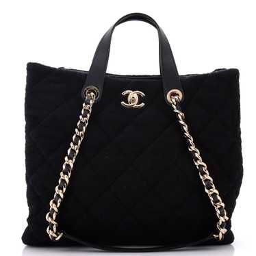 CHANEL Coco Beach CC Shopping Tote Quilted Terry C