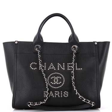 CHANEL Deauville Tote Studded Caviar Small