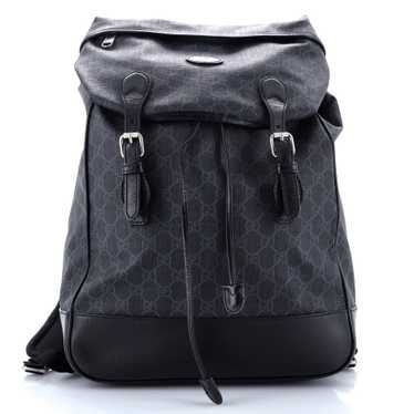 GUCCI Interlocking G Patch Drawstring Flap Backpac