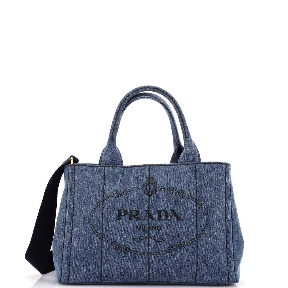 PRADA Canapa Convertible Tote Denim Mini - image 1