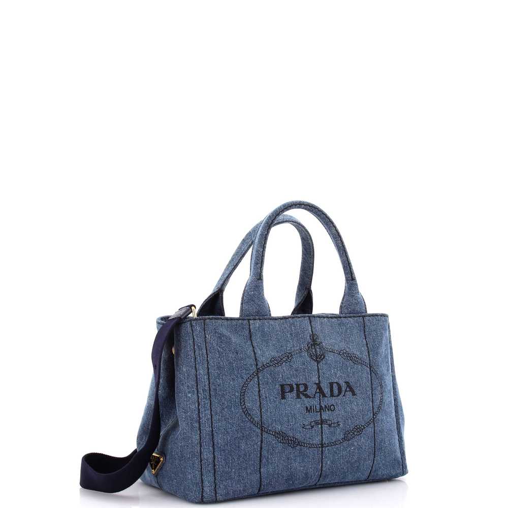 PRADA Canapa Convertible Tote Denim Mini - image 2