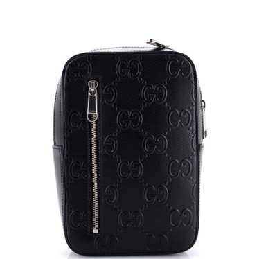 GUCCI Sling Backpack GG Embossed Perforated Leathe