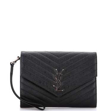 Saint Laurent Classic Monogram Envelope Wristlet … - image 1