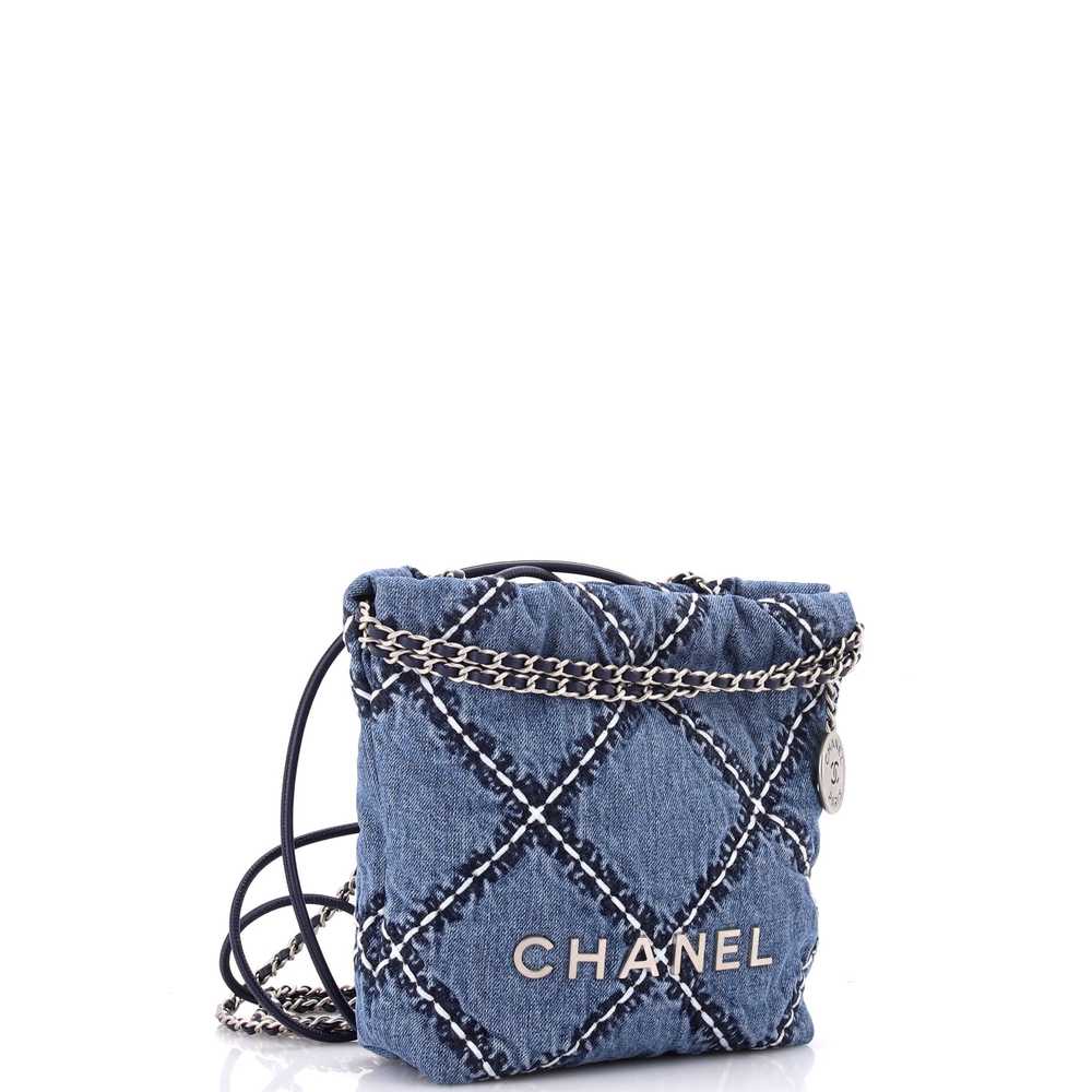 CHANEL 22 Chain Hobo Quilted Studded Denim Mini - image 2