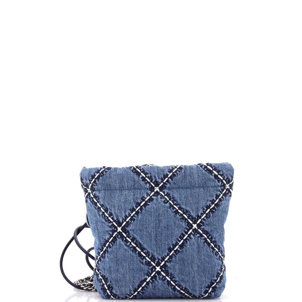 CHANEL 22 Chain Hobo Quilted Studded Denim Mini - image 3