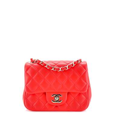 CHANEL Square Classic Single Flap Bag Quilted Lamb