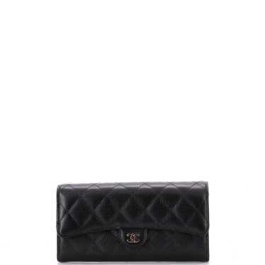 CHANEL L-Flap Wallet Quilted Caviar Long