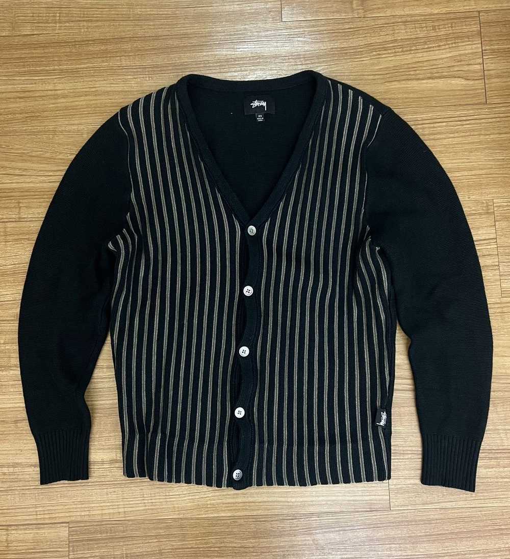 Stussy Stussy striped V neck cardigan - image 1