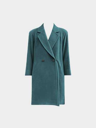 Burberry 1990s Teal Wool Long Coat