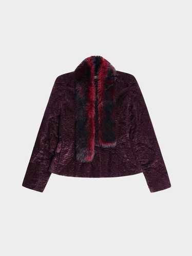 Miu Miu FW 2000 Burgundy Velvet and Faux Fur Colla